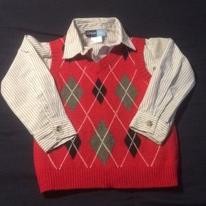 Boys 4T button down/ sweater vest set